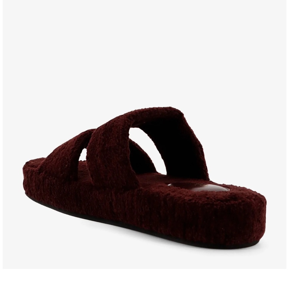 CELINE Triomphe logo shearling double straps platform slides sandals - Picture 4 of 4